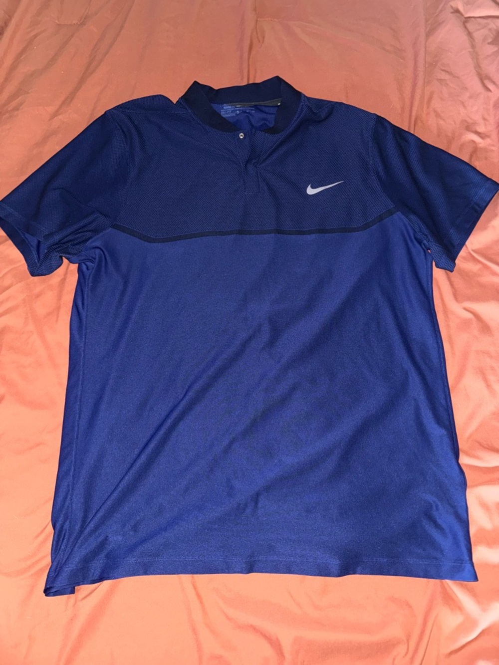 Nike Men’s Blue Short-Sleeve Performance Polo with Swoosh